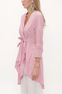 Kırmızı Asimetrik kesim poplin gömlek 10715