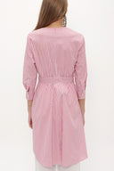 Kırmızı Asimetrik kesim poplin gömlek 10715