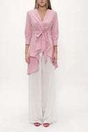 Kırmızı Asimetrik kesim poplin gömlek 10715