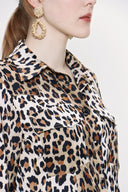 Leopar Çıt çıtlı bele oturan gömlek 10759