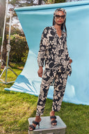 Siyah Baskı Bol kesim gömlek 10802