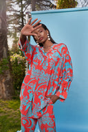 Kırmızı Desenli Bol kesim gömlek 10802