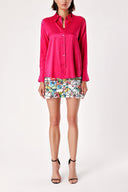 Fuşya Bol kesim saten gömlek 10815