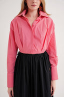 Pembe Bol kesim lastik detaylı gömlek 10818