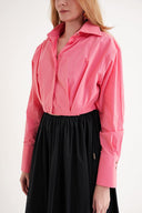 Pembe Bol kesim lastik detaylı gömlek 10818
