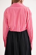 Pembe Bol kesim lastik detaylı gömlek 10818