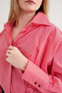 Pembe Bol kesim lastik detaylı gömlek 10818