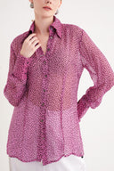 Pembe Siyah Baskılı şifon gömlek 10819