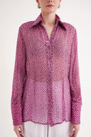 Pembe Siyah Baskılı şifon gömlek 10819