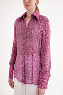 Pembe Siyah Baskılı şifon gömlek 10819