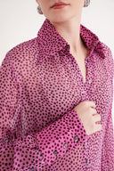 Pembe Siyah Baskılı şifon gömlek 10819