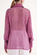 Pembe Siyah Baskılı şifon gömlek 10819