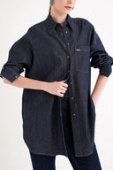 Lacivert Bol kesim denim gömlek 10845