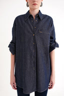 Lacivert Bol kesim denim gömlek 10845