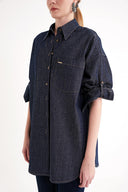 Lacivert Bol kesim denim gömlek 10845