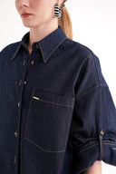 Lacivert Bol kesim denim gömlek 10845