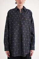 Antrasit Bol kesim kristal taşlı denim gömlek 10848