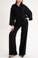 Siyah Bol kesim cepli gömlek 10858