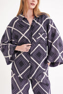 Lila Bol kesim cepli gömlek 10858