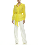 Sarı Bol kesim kemerli gömlek 10866