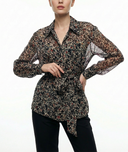 Desenli Bol kesim kemerli gömlek 10866