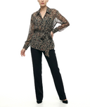 Desenli Bol kesim kemerli gömlek 10866