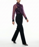 Bordo Fiyonk detaylı organze gömlek 10869