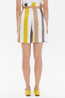 Çizgili Yüksek bel çizgili şort 11104