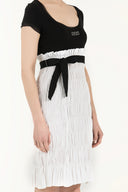 Siyah Kol ve yaka tül mini elbise 90484