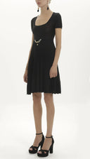 Siyah Piliseli triko elbise 27897