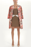 Bej Kontrast renkli triko elbise 27929