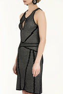 Ekru Desen örgülü triko elbise 28034