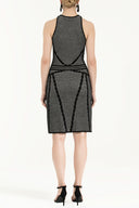 Ekru Desen örgülü triko elbise 28034