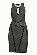 Ekru Desen örgülü triko elbise 28034