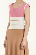 Beyaz Eteği volanlı  triko elbise 28035