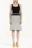 Ekru Kemerli askılı triko elbise 28036