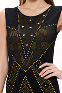 Siyah Desen örgülü triko elbise 28040