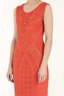 Mercan Desen örgülü triko elbise 28040