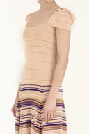 Pudra Etegi çizgili triko elbise 28041