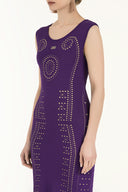 Mor Desen örgülü triko elbise 28083