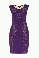 Mor Desen örgülü triko elbise 28083