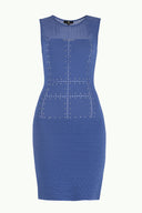 Mavi Desen örgülü triko elbise 28098