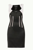 Siyah Beyaz Dar kesim mini elbise 90647