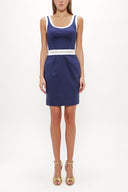 Lacivert Metalli pamuk mini elbise 90799