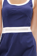 Lacivert Metalli pamuk mini elbise 90799