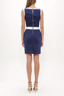 Lacivert Metalli pamuk mini elbise 90799