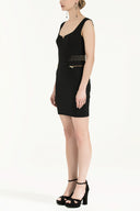 Siyah Troklu dar kesim mini elbise 90883