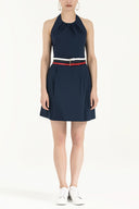 Lacivert Kemerli poplin mini elbise 90929