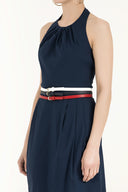 Lacivert Kemerli poplin mini elbise 90929