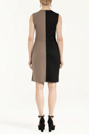 Bej Deri garnili örme mini elbise 90988